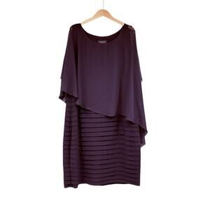 Scarlett Black Pleated Sheer Formal Evening Dress Blouson Chiffon Womens 20W